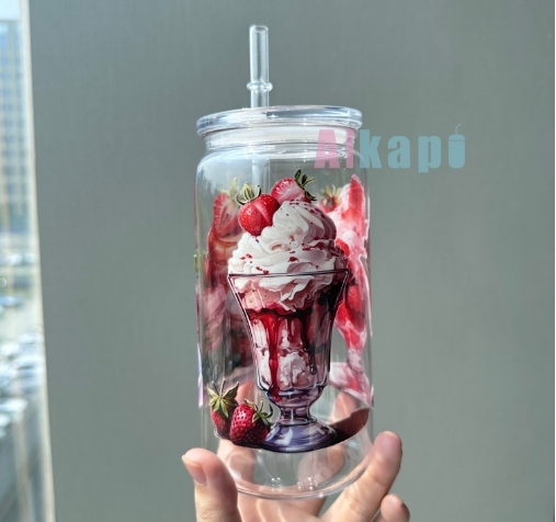 CHINESE WAREHOUSE 9.3*4.2 inch Double-Side UV DTF Wrap For 16oz Glass Can