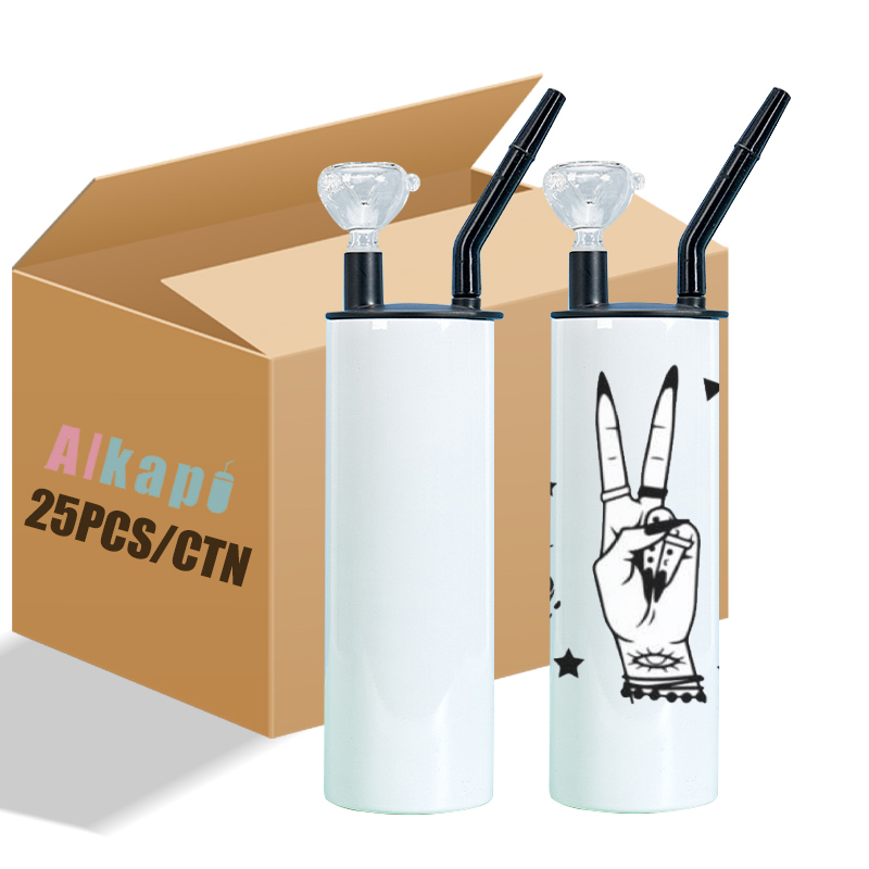 USA RTS 20oz Sublimation Smoke Tumbler With Plastic Straw