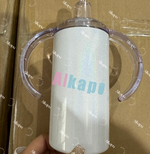 Chinese Warehouse 12oz Sublimation White Glitter High Quality Sippy Cups For Baby