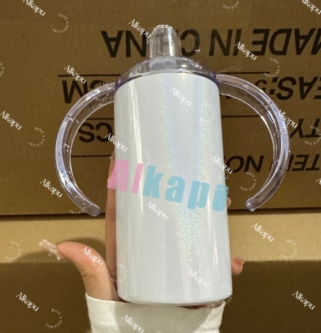 Chinese Warehouse 12oz Sublimation White Glitter High Quality Sippy Cups For Baby