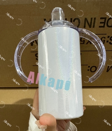Chinese Warehouse 12oz Sublimation White Glitter High Quality Sippy Cups For Baby