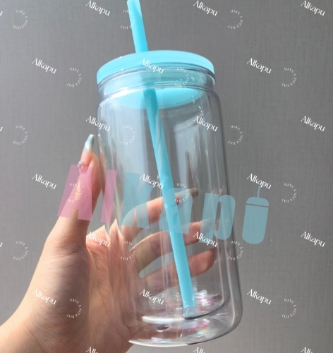 CHINESE WAREHOUSE Hot Sale 16oz Snow Globe Plastic Tumblers With Plug