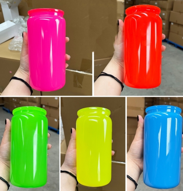 CHINESE WAREHOUSE Hot Sale 16oz Jelly Color Plastic Tumblers For UV DTF Stickers