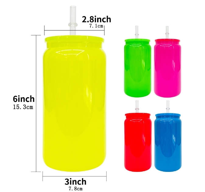 CHINESE WAREHOUSE Hot Sale 16oz Jelly Color Plastic Tumblers For UV DTF Stickers