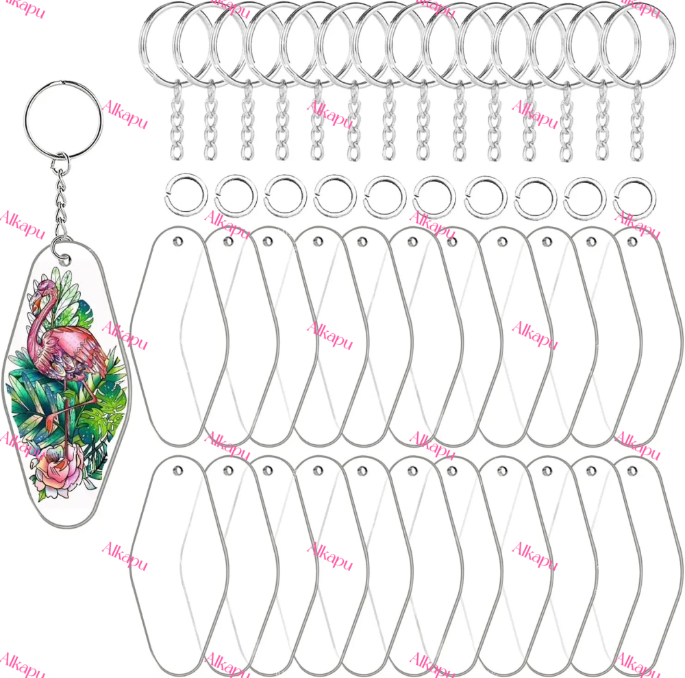 CHINESE WAREHOUSE Transparent Acrylic Keychain Blank Colors For UV Wrap Ready To Ship