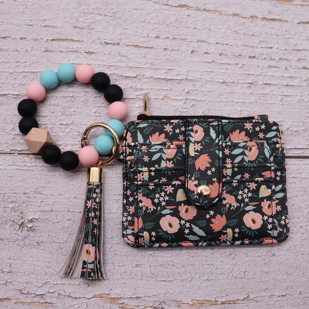 CHINESE WAREHOUSE Mix Color PU Leather Purse Silicone Bracelet