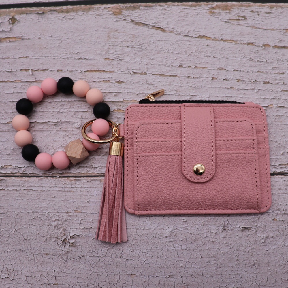 CHINESE WAREHOUSE Mix Color PU Leather Purse Silicone Bracelet