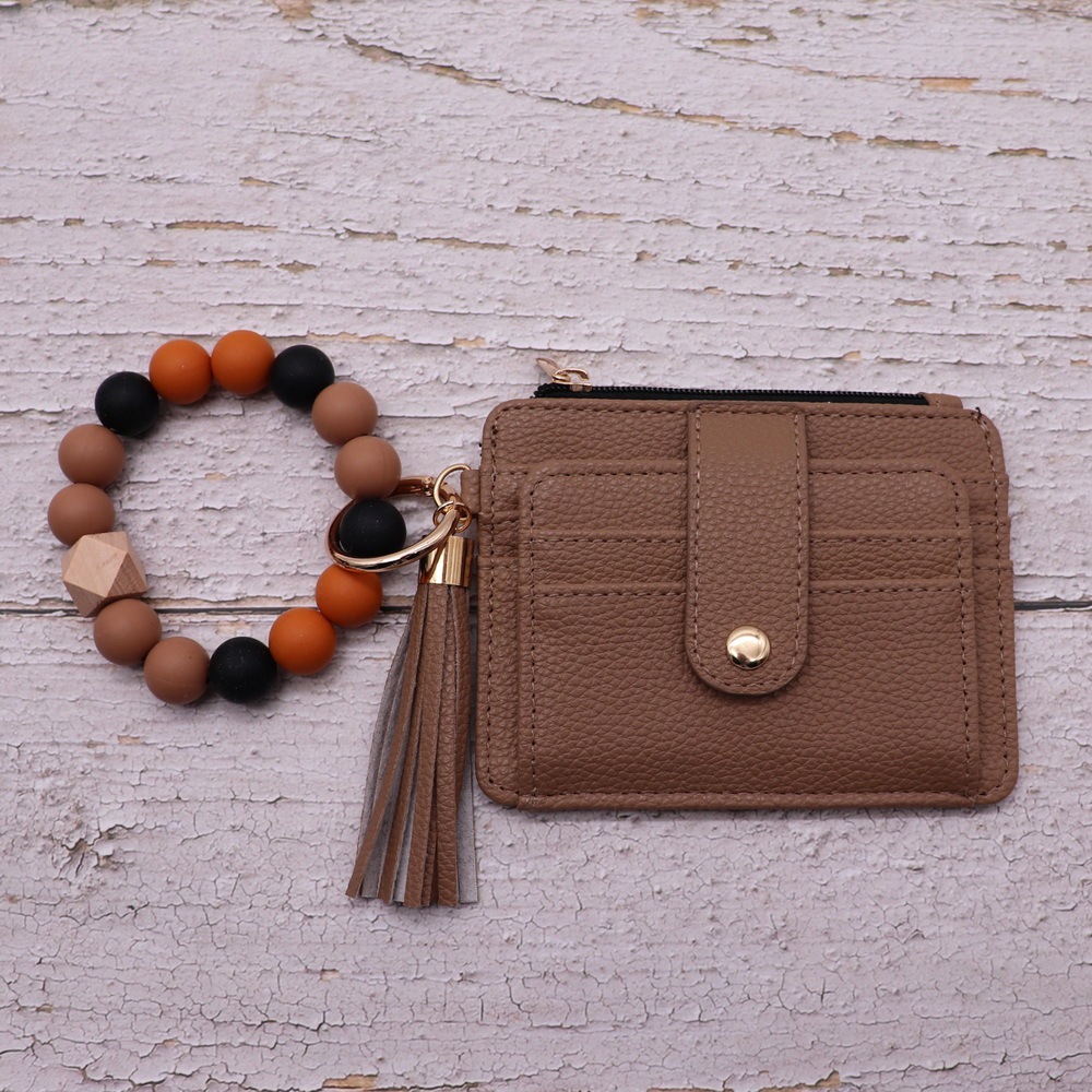 CHINESE WAREHOUSE Mix Color PU Leather Purse Silicone Bracelet