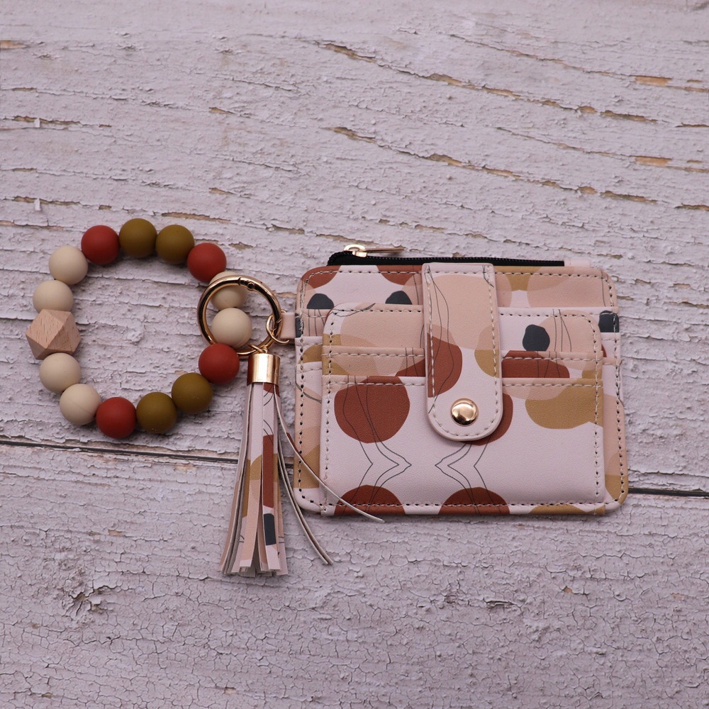 CHINESE WAREHOUSE Mix Color PU Leather Purse Silicone Bracelet