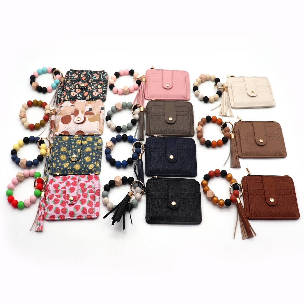 CHINESE WAREHOUSE Mix Color PU Leather Purse Silicone Bracelet