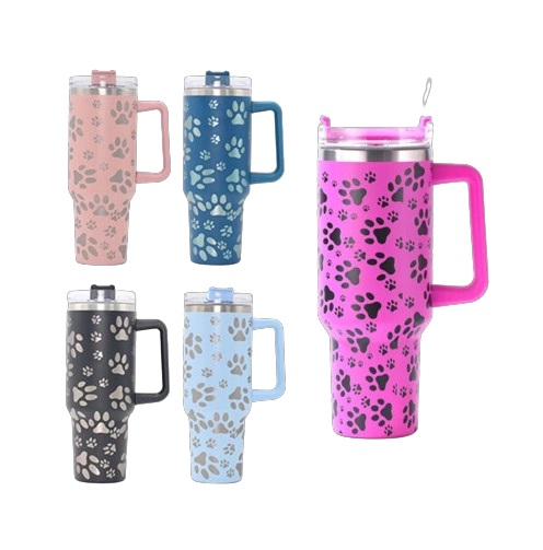 USA RTS 40oz Powder Coated Tumbler With Paw Print