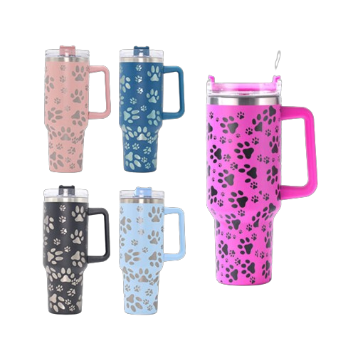 USA RTS 40oz Powder Coated Tumbler With Paw Print
