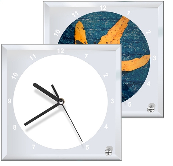 CHINESE WAREHOUSE Sublimation Blank White Glass Clock House Decoration