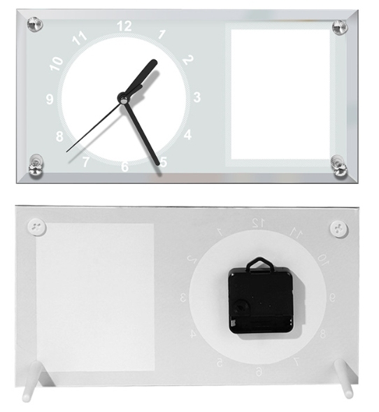 CHINESE WAREHOUSE Sublimation Blank White Glass Clock House Decoration