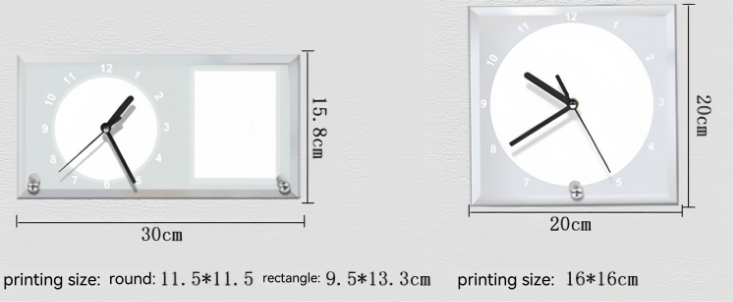 CHINESE WAREHOUSE Sublimation Blank Glass Clock House Decoration