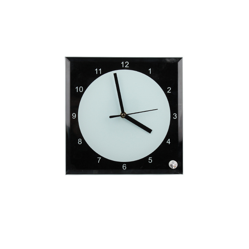 CHINESE WAREHOUSE Sublimation Blank Glass Clock House Decoration