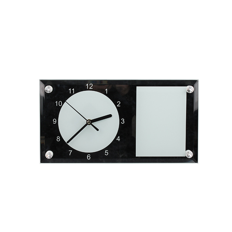 CHINESE WAREHOUSE Sublimation Blank Glass Clock House Decoration