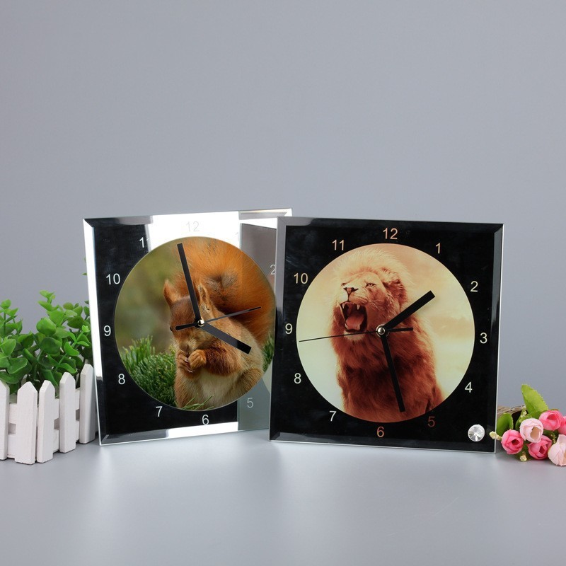 CHINESE WAREHOUSE Sublimation Blank Glass Clock House Decoration