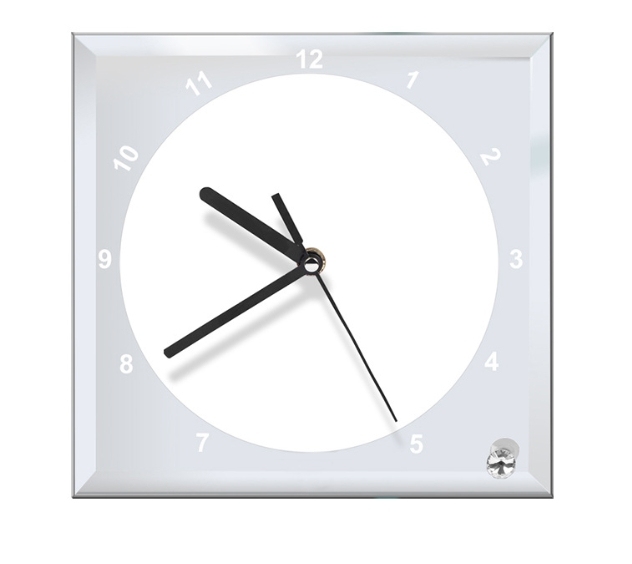 CHINESE WAREHOUSE Sublimation Blank White Glass Clock House Decoration