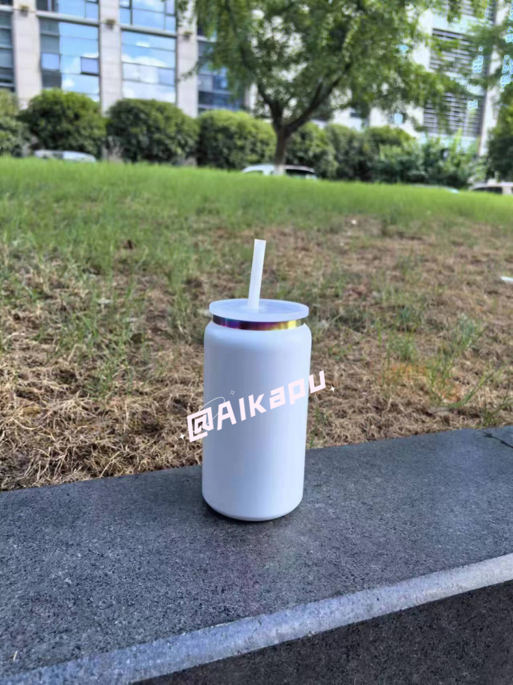 CHINESE WAREHOUSE 16oz Vacuum Insulated Stainless Steel Can With Rainbow Edge
