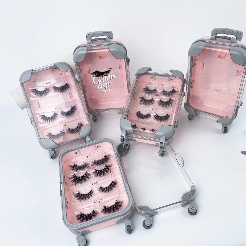 CHINESE WAREHOUSE Wholesale Empty Eye Lash& Tools Box Plastic Mini Luggage Cute Packaging