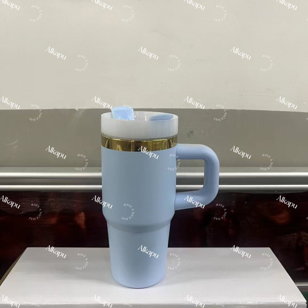CHINESE WAREHOUSE New Products14oz Powder Coated Travel Tumbler With Electroplating edge