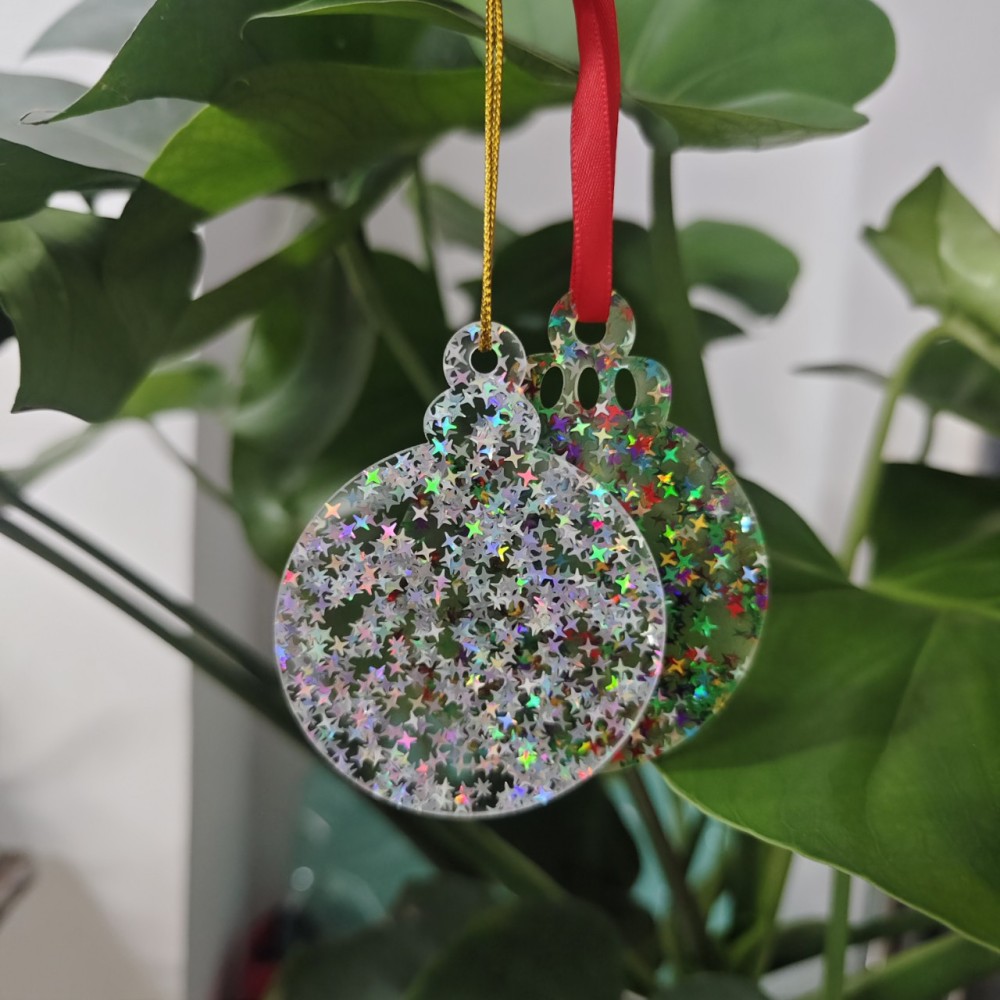 CHINESE WAREHOUSE 3" Acrylic Shimmer Chrismas Pendant