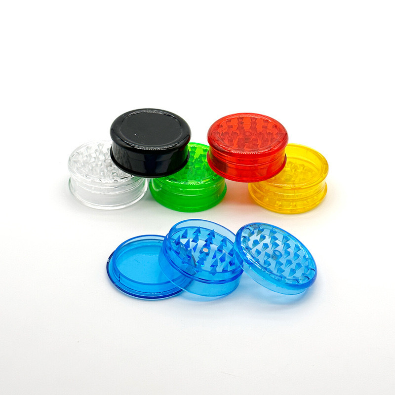 CHINESE WAREHOUSE Wholesale Round Shape 60mm Plastic Herb Grinder 3 Parts Tobacco Spice Dry Acrylic Grinders