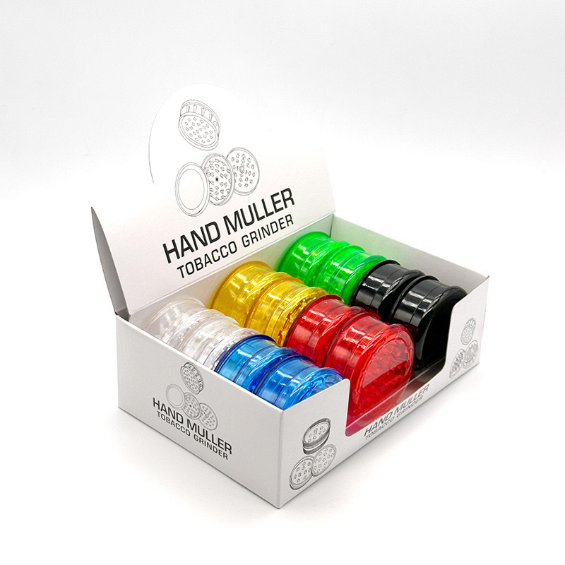 CHINESE WAREHOUSE Wholesale Round Shape 60mm Plastic Herb Grinder 3 Parts Tobacco Spice Dry Acrylic Grinders