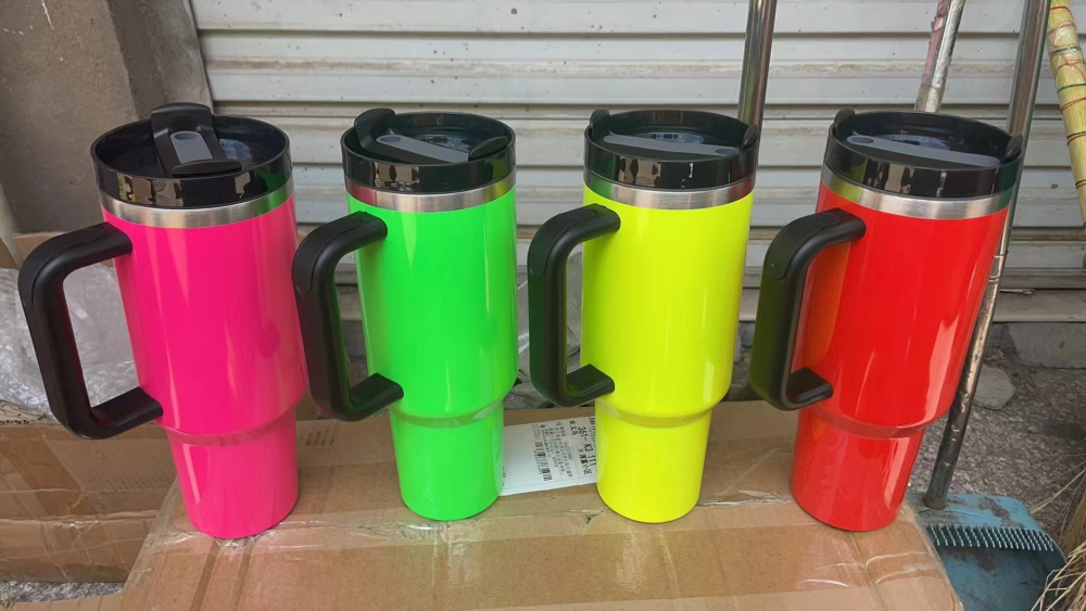 USA RTS 40oz Sublimation Neon Quencher Travel Tumbler With Lid