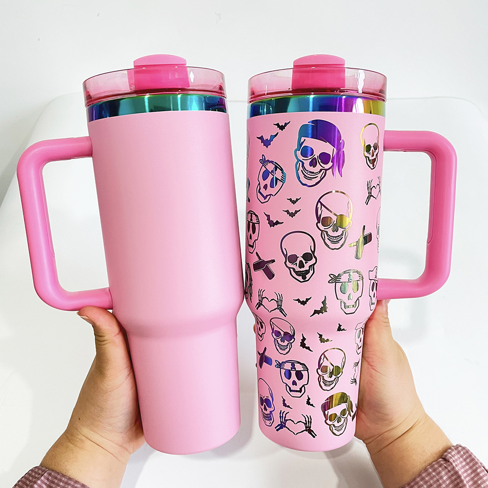 USA RTS 40oz MIx Laser Powder Coated V2 Travel Tumbler With Handle
