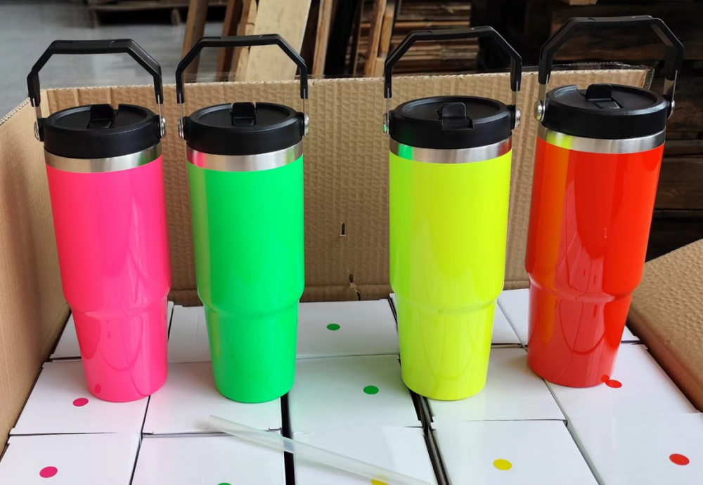 USA RTS 30oz Sublimation Neon Quencher Travel Tumbler With Swing Handle