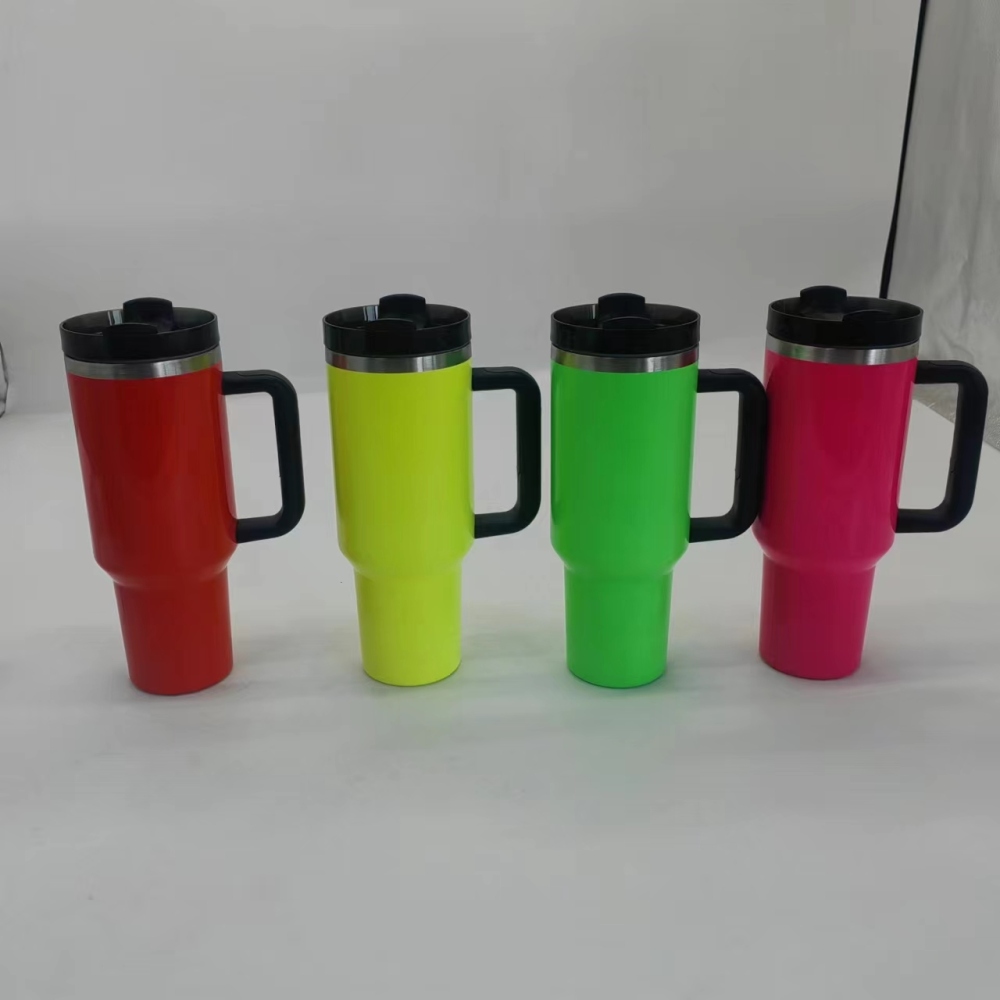 CHINESE WAREHOUSE 30oz 40oz Fluorescent Colors Hot sale Sublimation Travel Tumbler With Colorful Lid