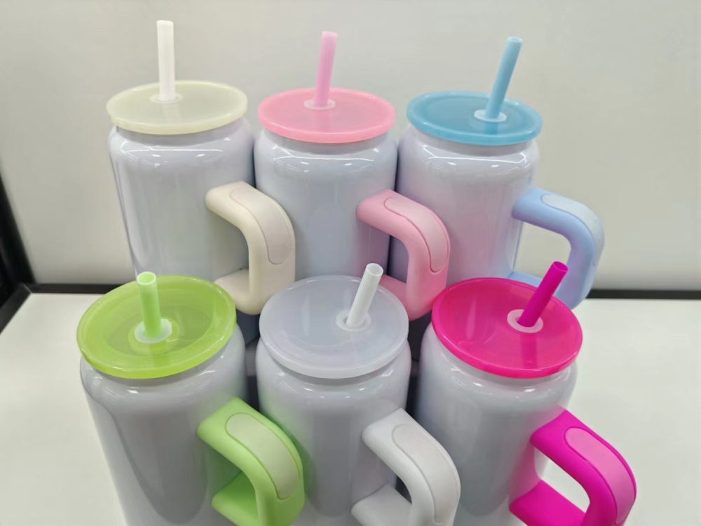 CHINESE WAREHOUSE16oz Sublimation Stainless Steel Tumbler With Colorful Handle