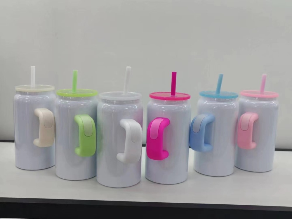 CHINESE WAREHOUSE16oz Sublimation Stainless Steel Tumbler With Colorful Handle