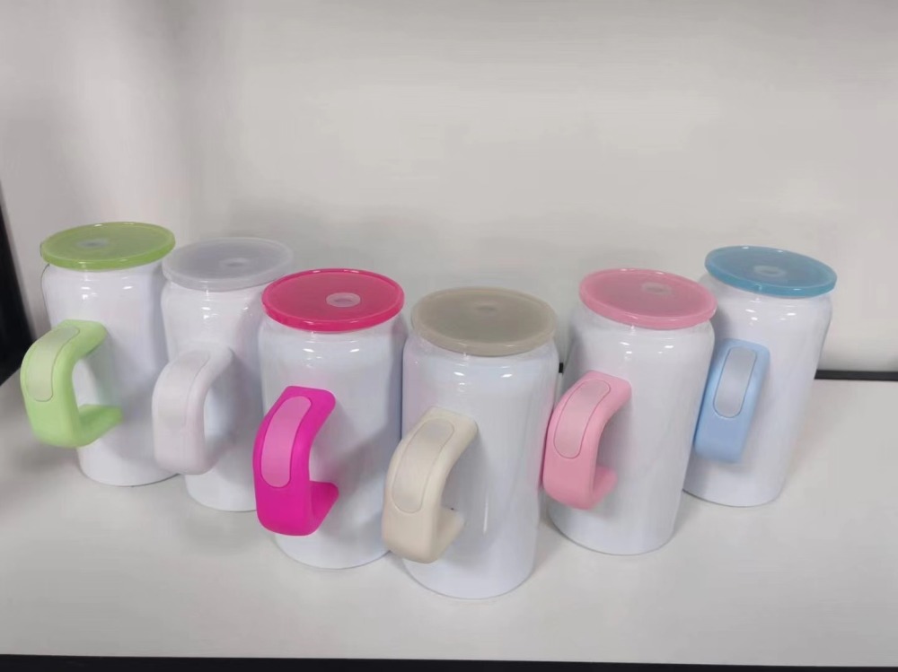 CHINESE WAREHOUSE16oz Sublimation Stainless Steel Tumbler With Colorful Handle