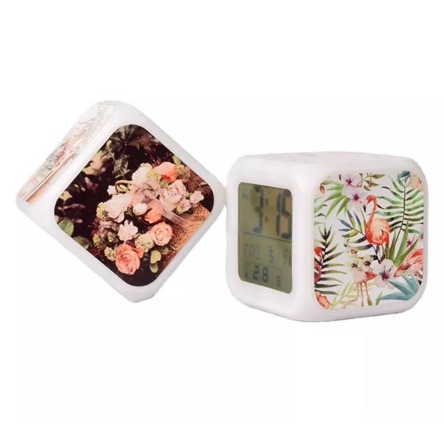 CHINESE WAREHOUSE Sublimation 3 Sided LED Alarm Clock