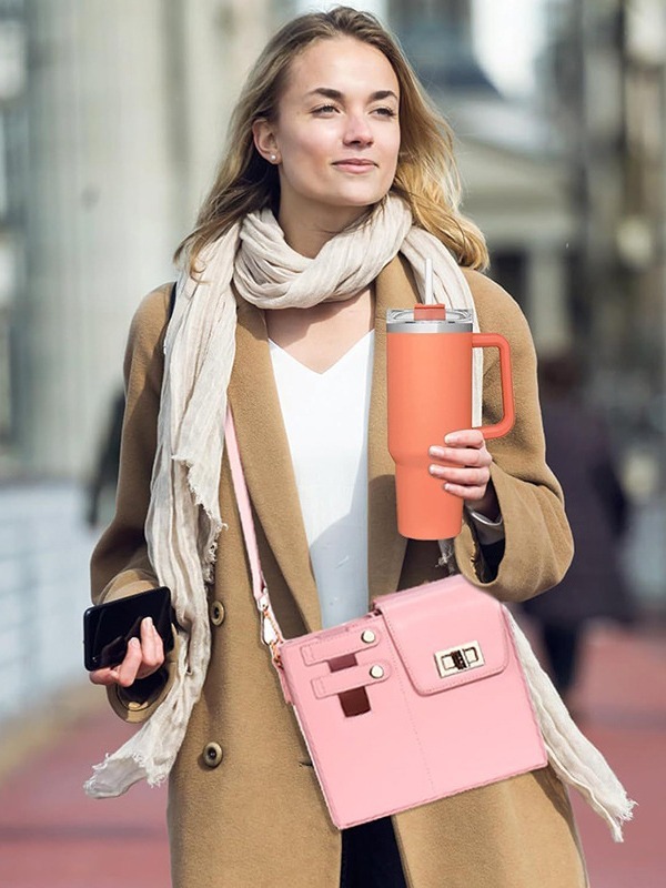 CHINESE WAREHOUSE PU Leather Tumbler Hold Purse