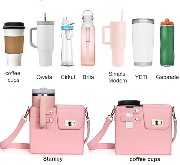 CHINESE WAREHOUSE PU Leather Tumbler Hold Purse