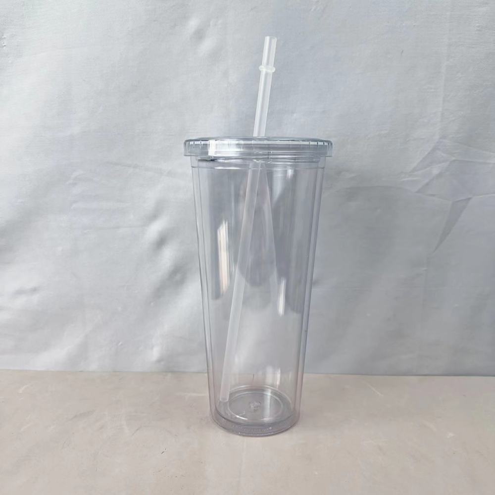 USA RTS 16oz 24oz Pre-drill Snow Globe Double-Wall Acrylic Tumbler With Plug And Plastic straw