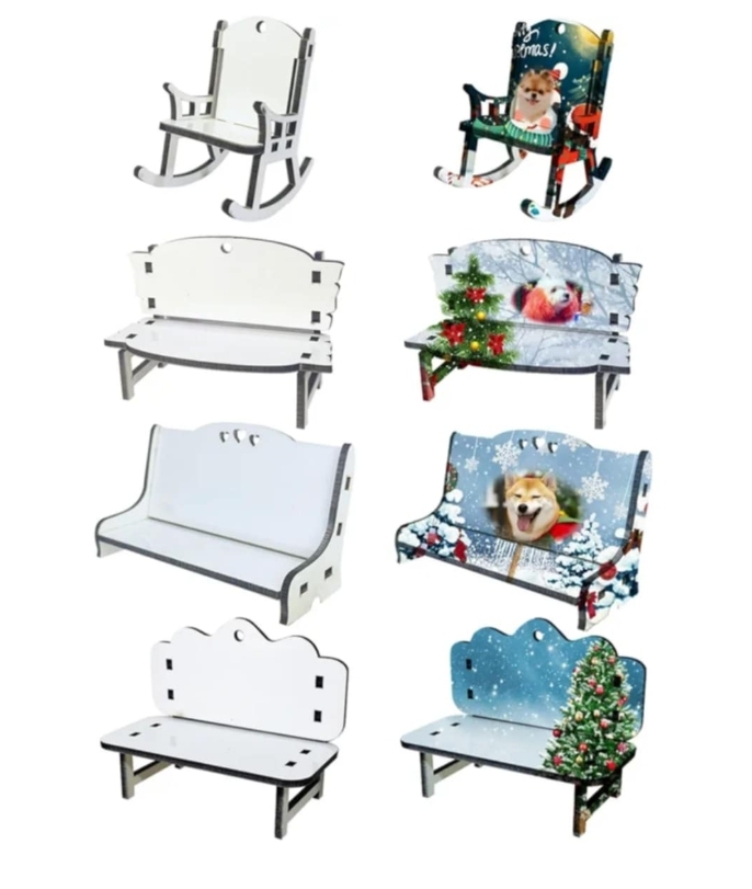 CHINESE WAREHOUSE Sublimation MDF Chair Ornament For Christmas