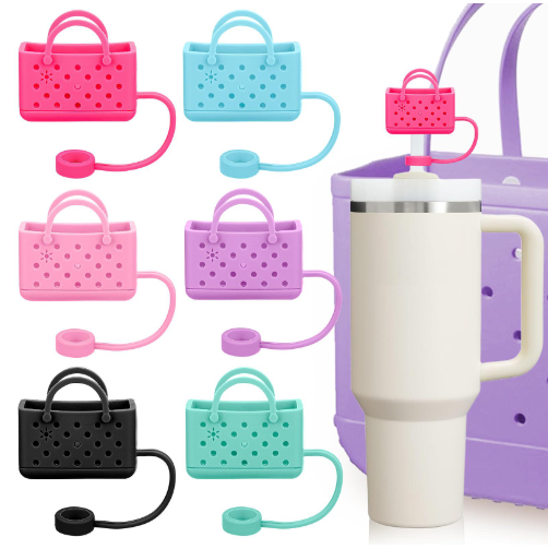 CHINESE WAREHOUSE 3D Straw Toppers Mini Beach Bag Style 10mm