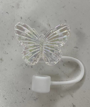 CHINESE WAREHOUSE 10mm Colorful Butterfly 3D Straw Toppers