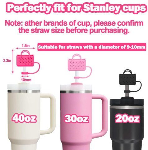 CHINESE WAREHOUSE 3D Straw Toppers Mini Beach Bag Style 10mm