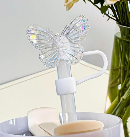 CHINESE WAREHOUSE 10mm Colorful Butterfly 3D Straw Toppers
