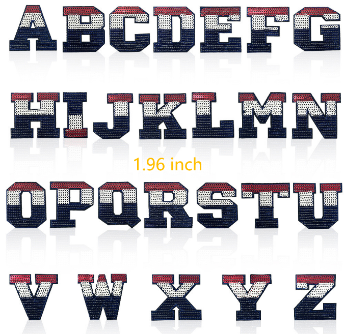 CHINESE WAREHOUSE High Quality Alphabet Patches 1.96inch For Shirts Ready To Ship