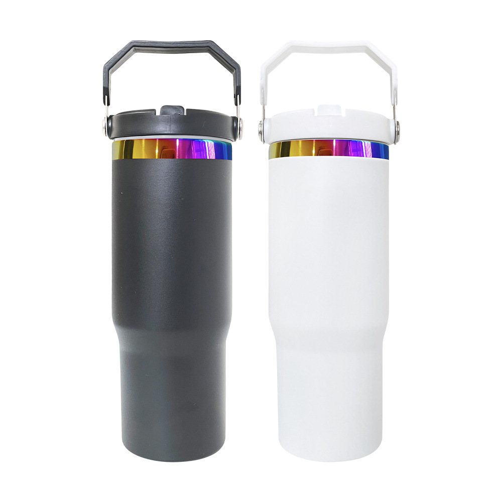 USA RTS 30oz Powder Coated Tumbler With Rainbow Plated For Engraved