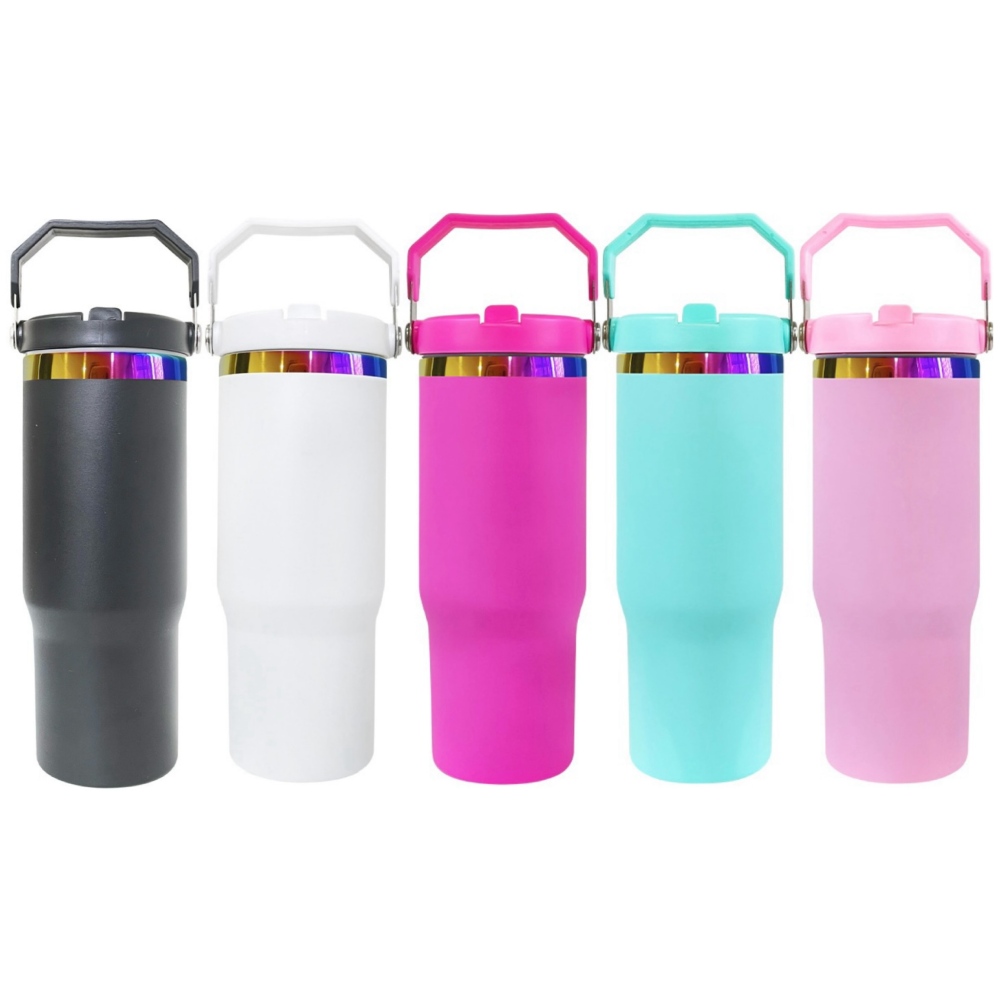 USA RTS 30oz Powder Coated Tumbler With Rainbow Plated For Engraved