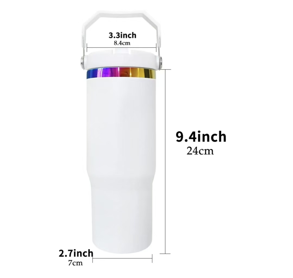 USA RTS 30oz Powder Coated Tumbler With Rainbow Plated For Engraved