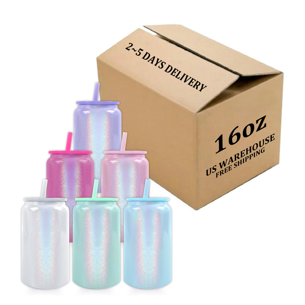 USA RTS 16oz Stainless Steel Sublimation Rainbow Shimmer Tumbler